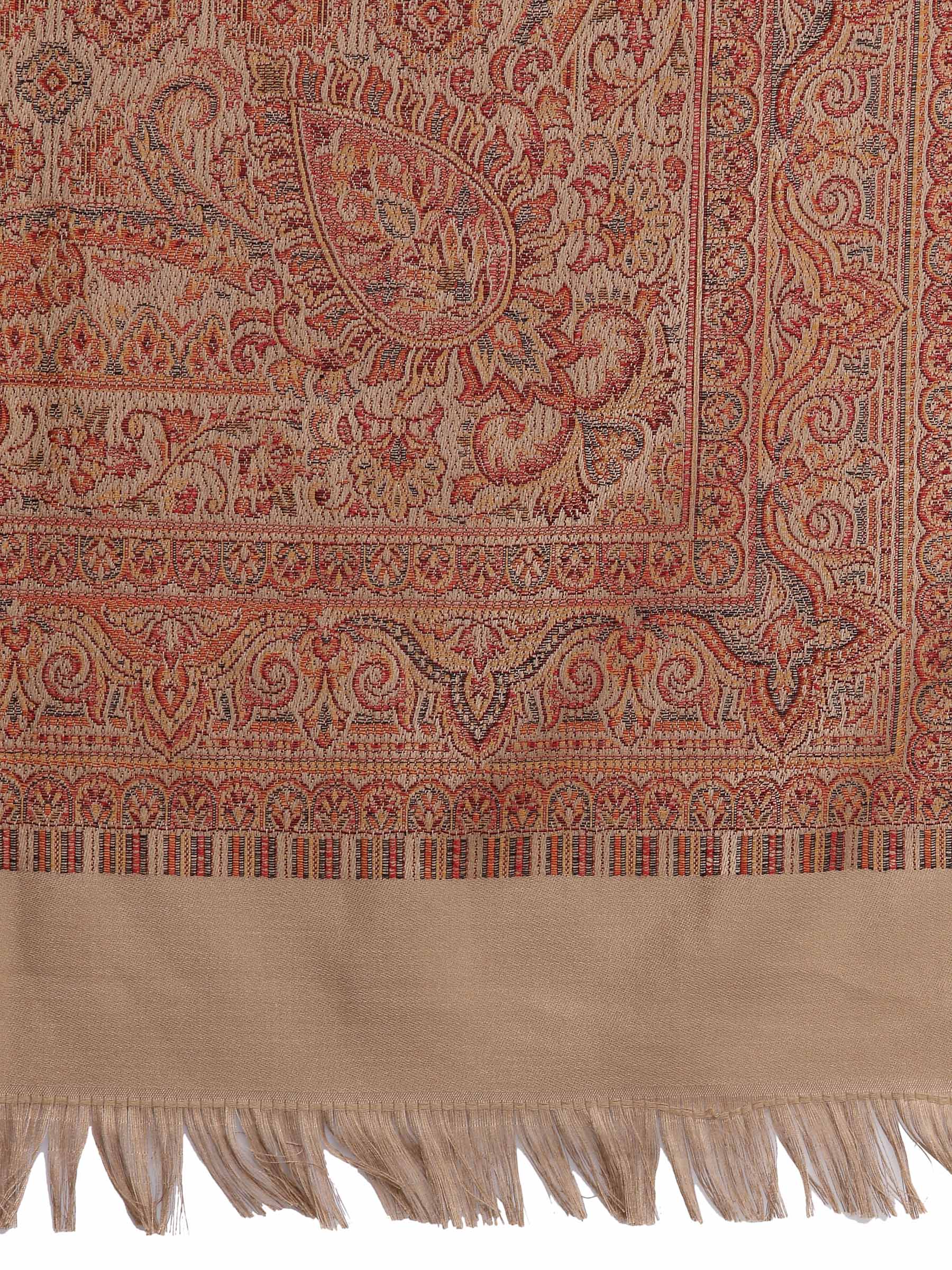Pashtush India 100x200 Pashtush Women's Jamawar Shawl, Soft and Warm Earthy Beige