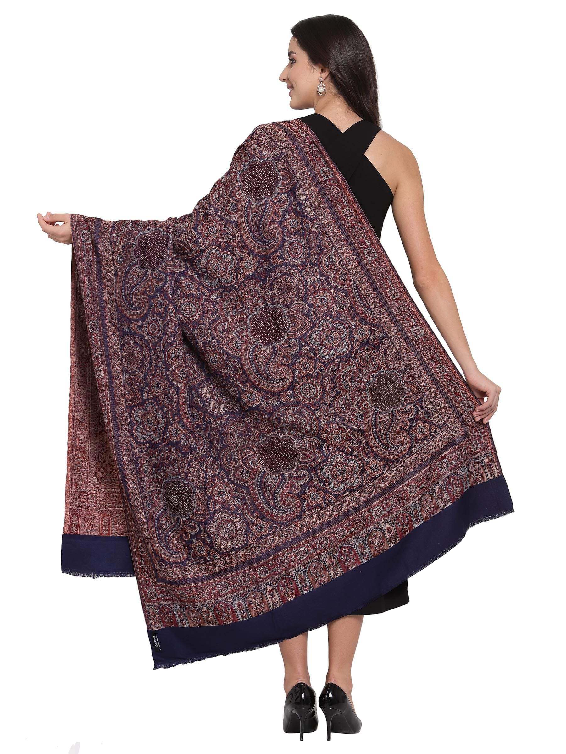 Pashtush India 100x200 Pashtush Women's Jamawar Shawl with Crystal Work Shawl, Faux Pashmina