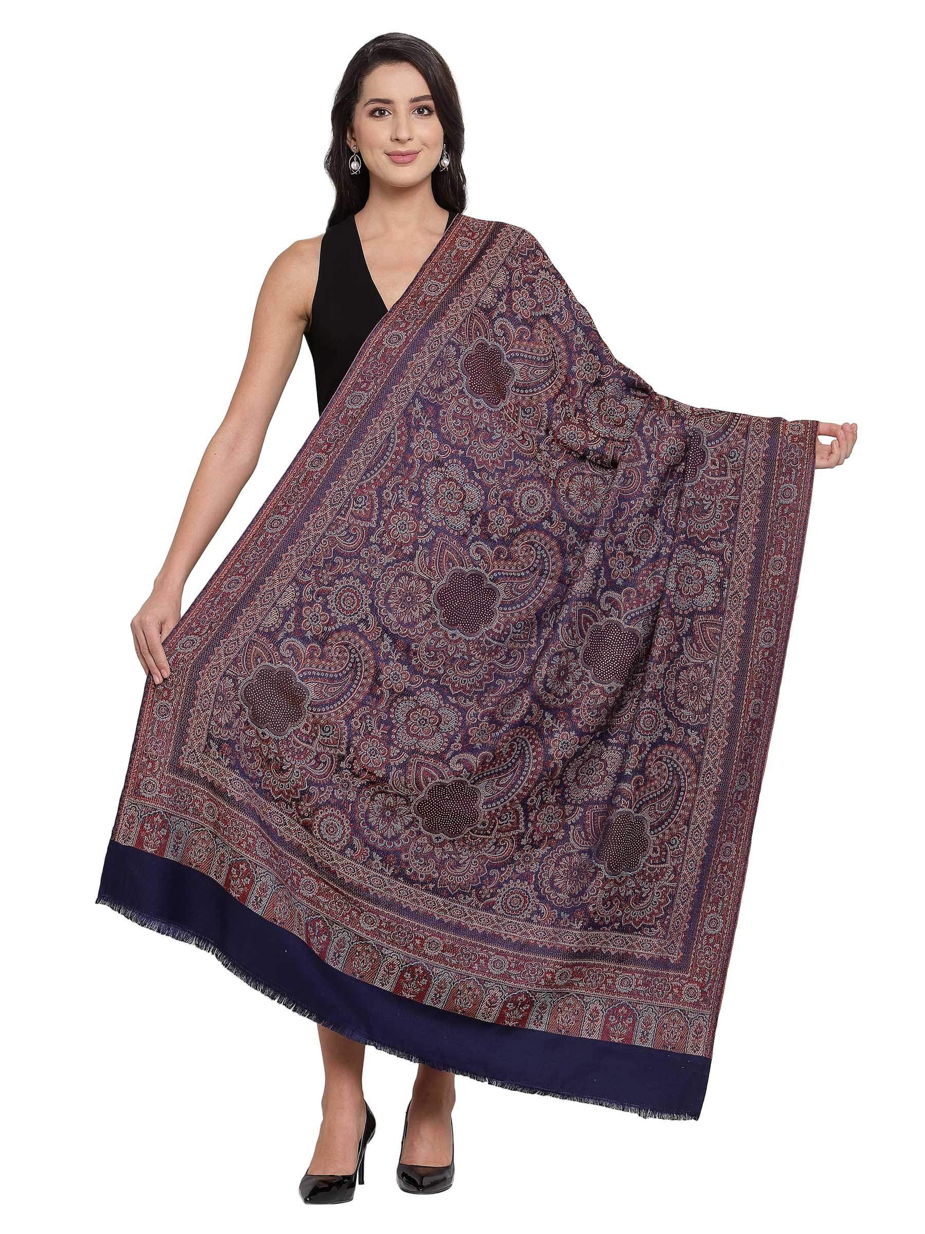 Pashtush India 100x200 Pashtush Women's Jamawar Shawl with Crystal Work Shawl, Faux Pashmina