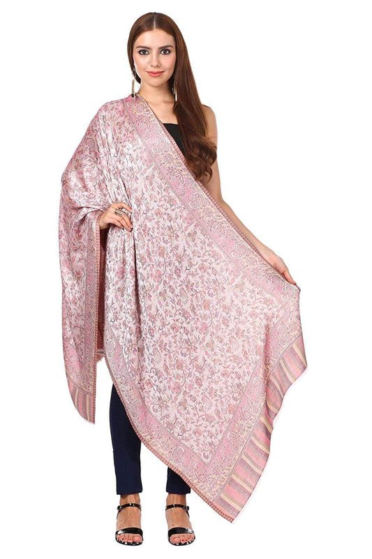 Pashtush Shawl Store Stole Pashtush Women's Kaani Design, Soft Bamboo Scarf, Casual Stole, Flamingo Pink