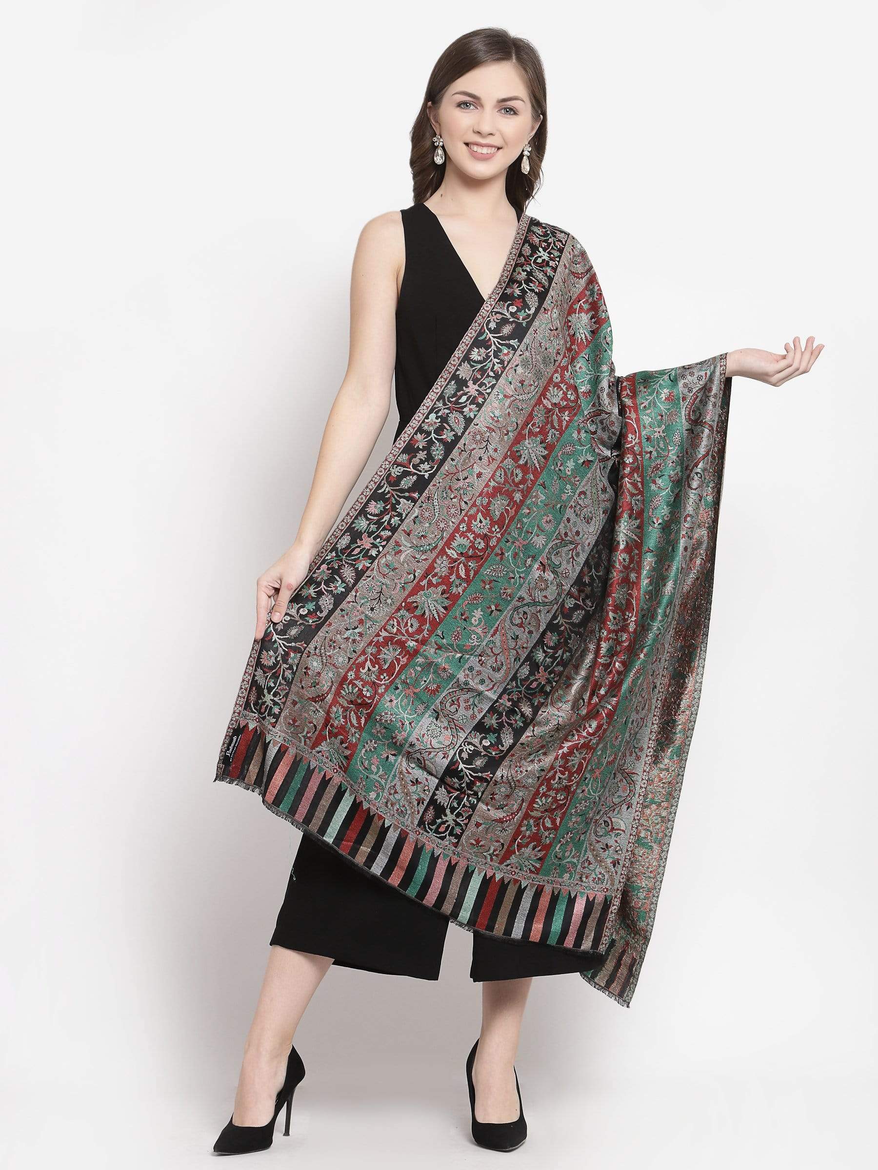 Pashtush India 70x200 Pashtush Women's Kaani Design, Soft Bamboo Scarf, Casual Stoles, Wraps