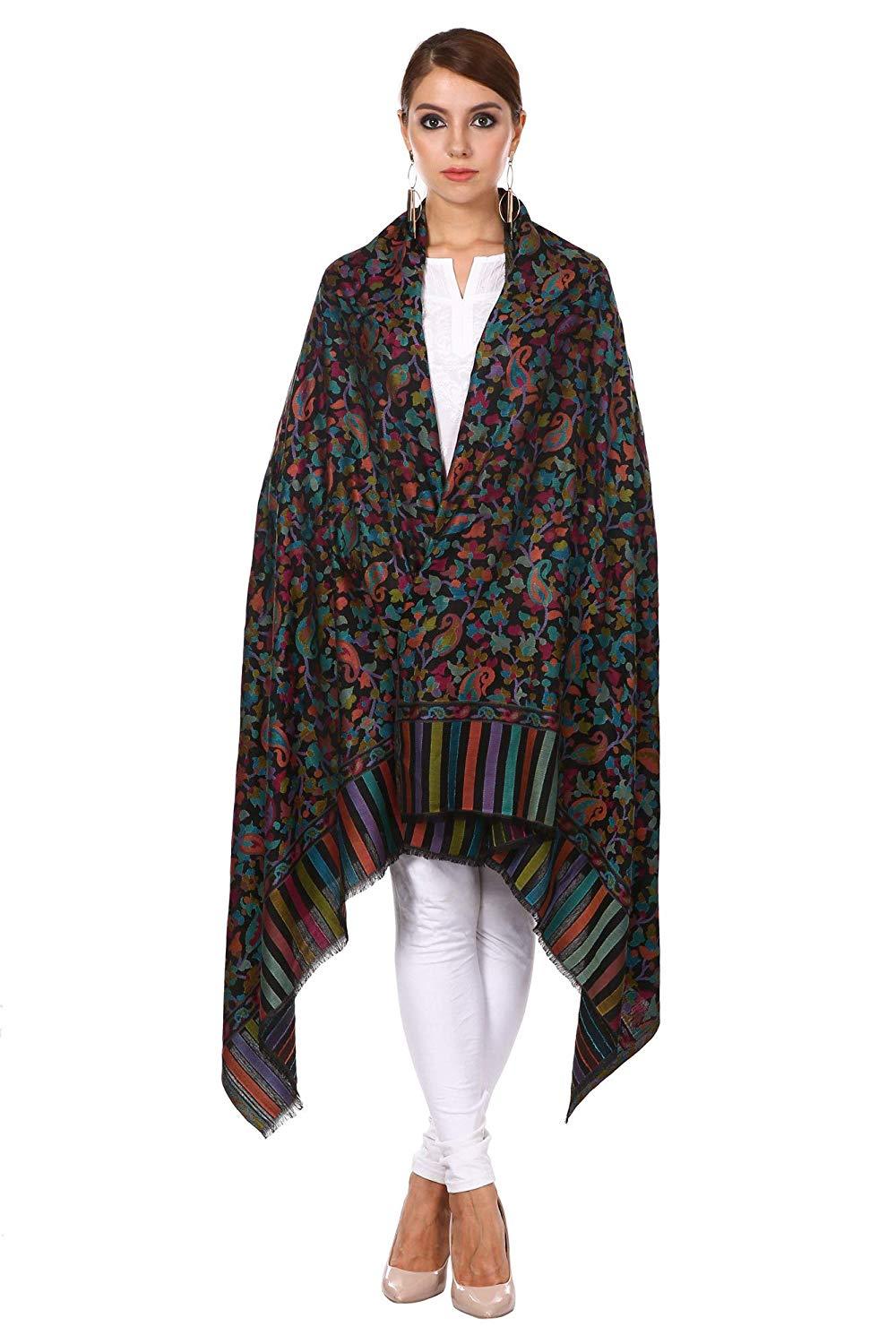 Pashtush Shawl Store Stole Pashtush Women's Kaani Design, Soft Bamboo Scarf, Casual Stoles, Wraps (soft Bamboo) Black