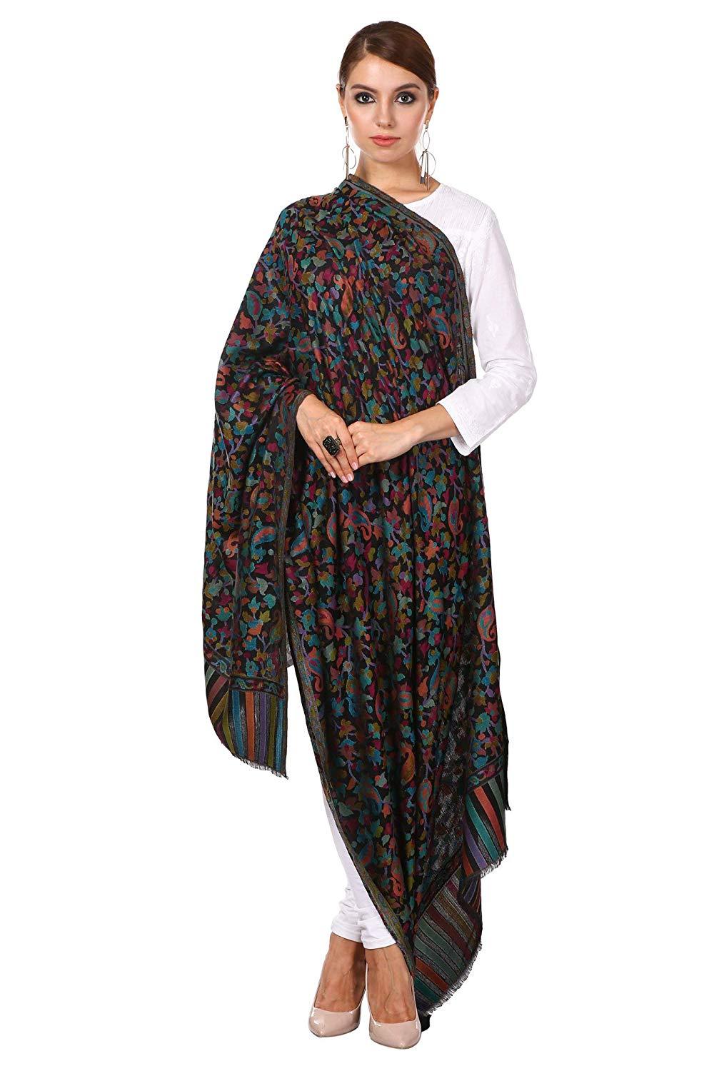 Pashtush Shawl Store Stole Pashtush Women's Kaani Design, Soft Bamboo Scarf, Casual Stoles, Wraps (soft Bamboo) Black