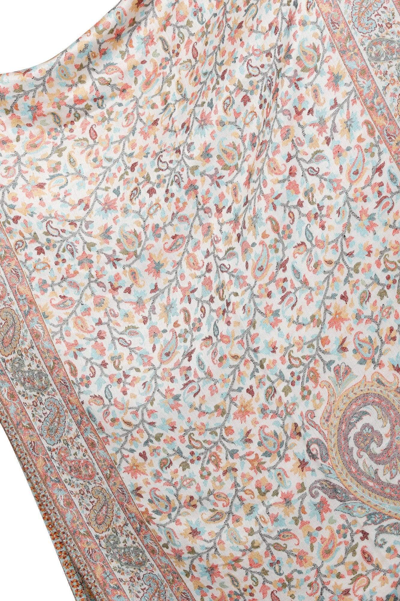 Pashtush India 70x200 Pashtush Women's Kaani Design, Soft Bamboo Scarf, Stoles, Wraps (Ivory)