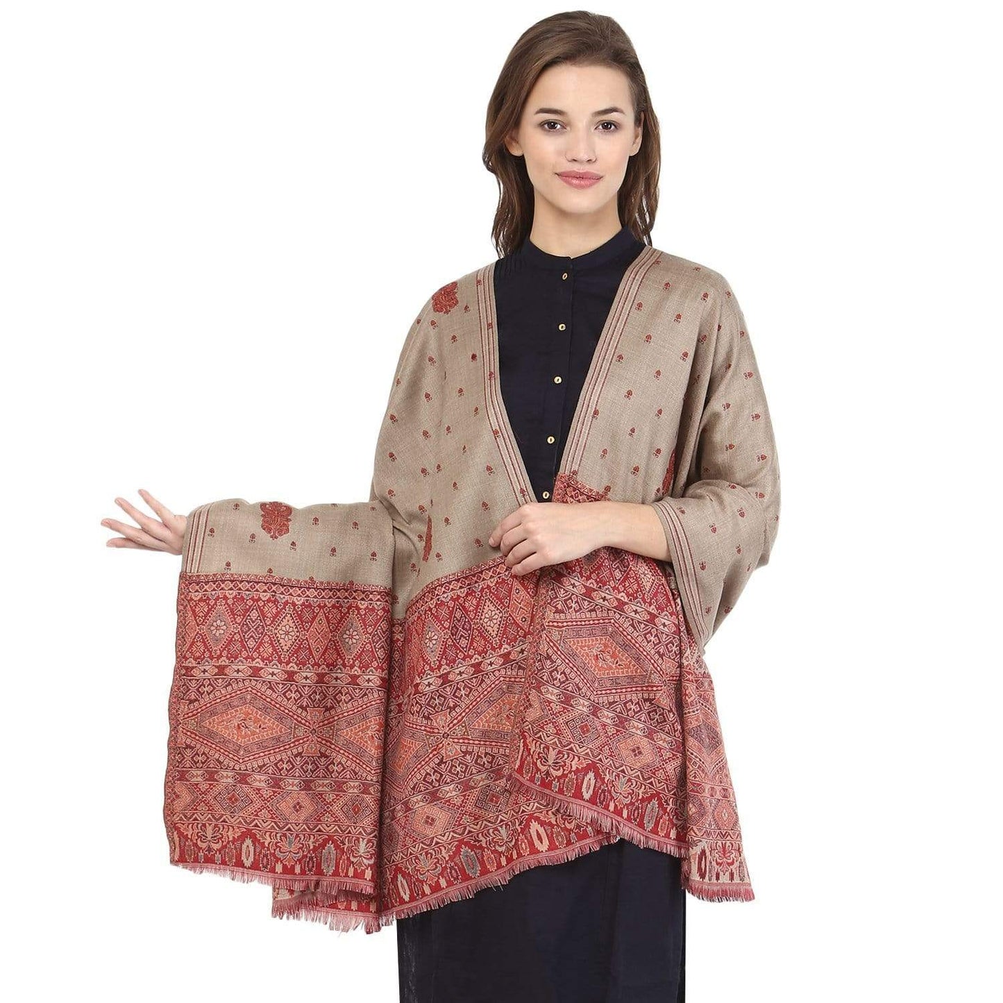 Pashtush Shawl Store Shawl Pashtush Women's Kashmiri Embroidery Shawl, Jacquard palla, Needlework