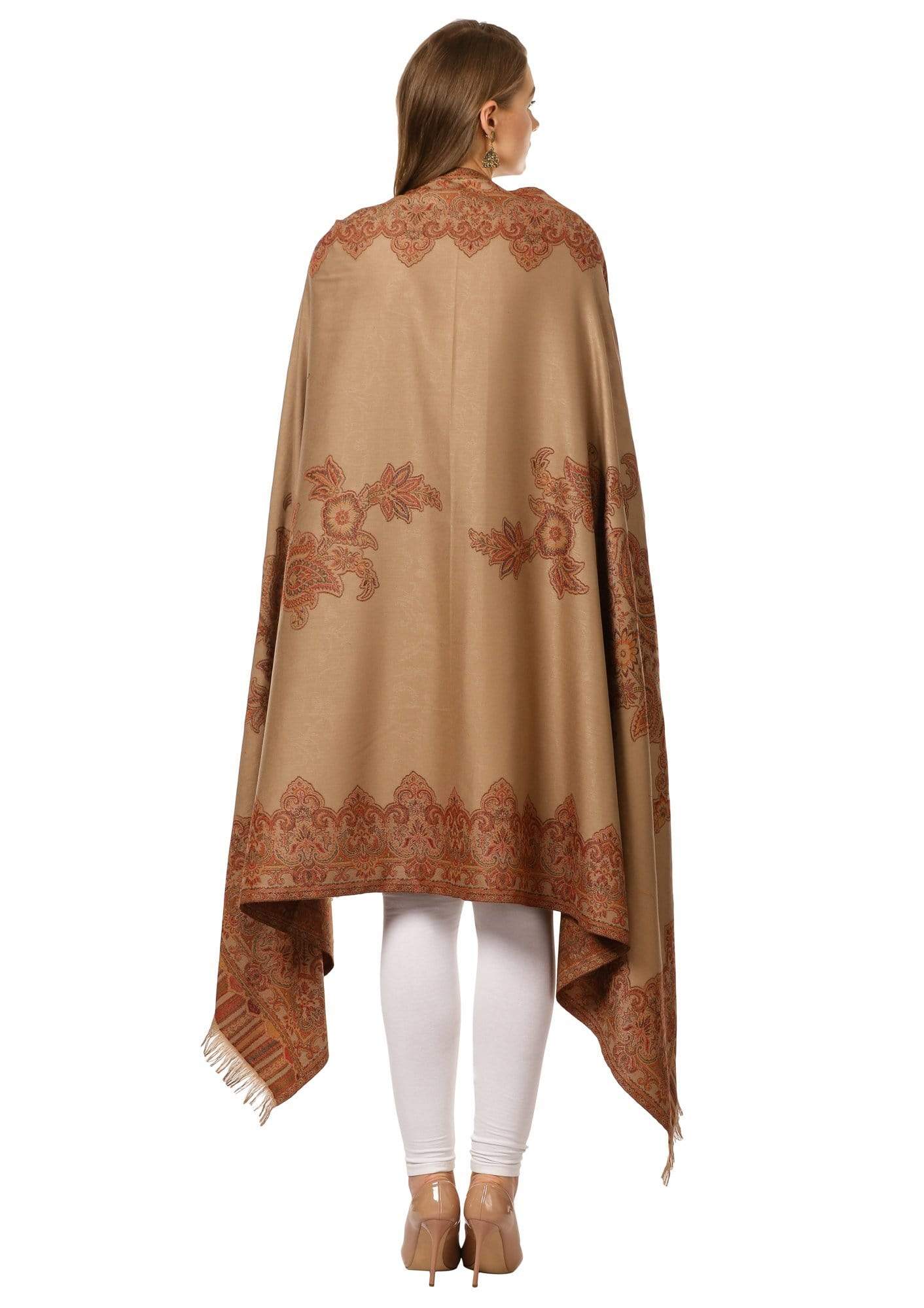 Pashtush Shawl Store Shawl Pashtush Women's Kashmiri Jacquard Ambi Shawl, Warm and soft, Faux Pashmina - Beige