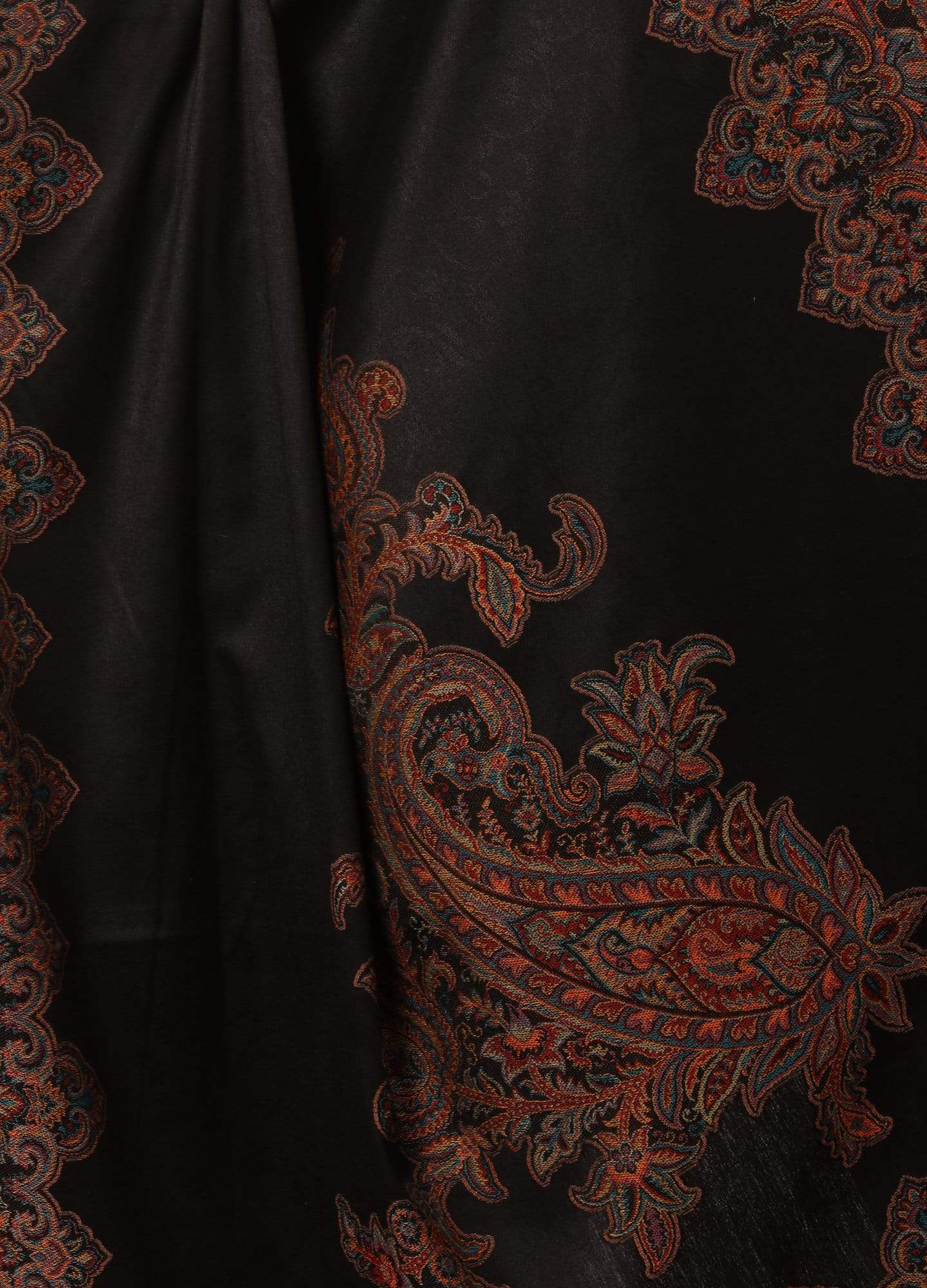 Pashtush India 100x200 Pashtush Women's Kashmiri Jacquard Ambi Shawl, Warm and soft, Faux Pashmina - Black
