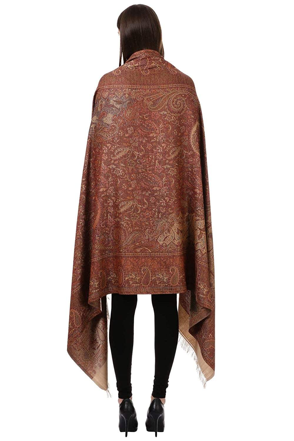 Pashtush India Shawl Pashtush Women's Kashmiri Jamawar Shawl, Beige