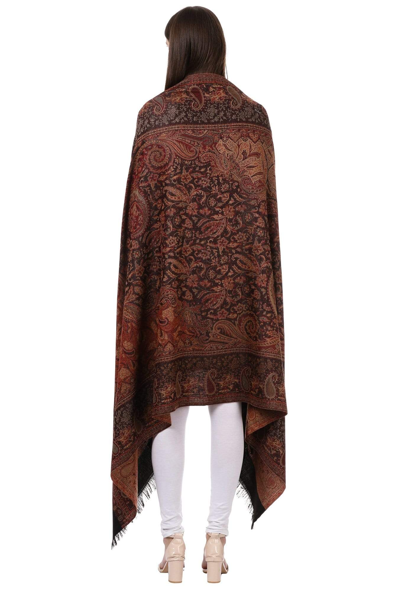 Pashtush India 100x200 Pashtush Women's Kashmiri Jamawar Shawl, Black