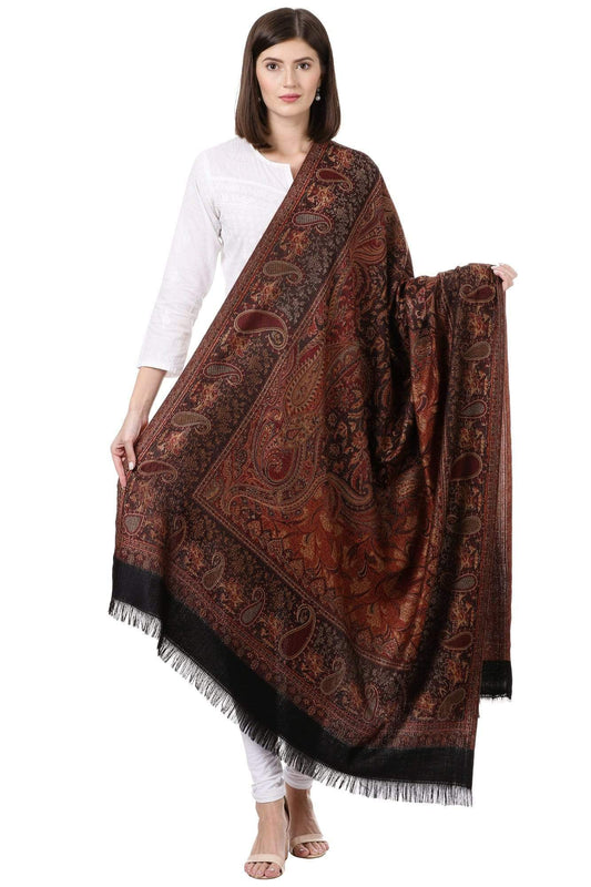 Pashtush India 100x200 Pashtush Women's Kashmiri Jamawar Shawl, Black
