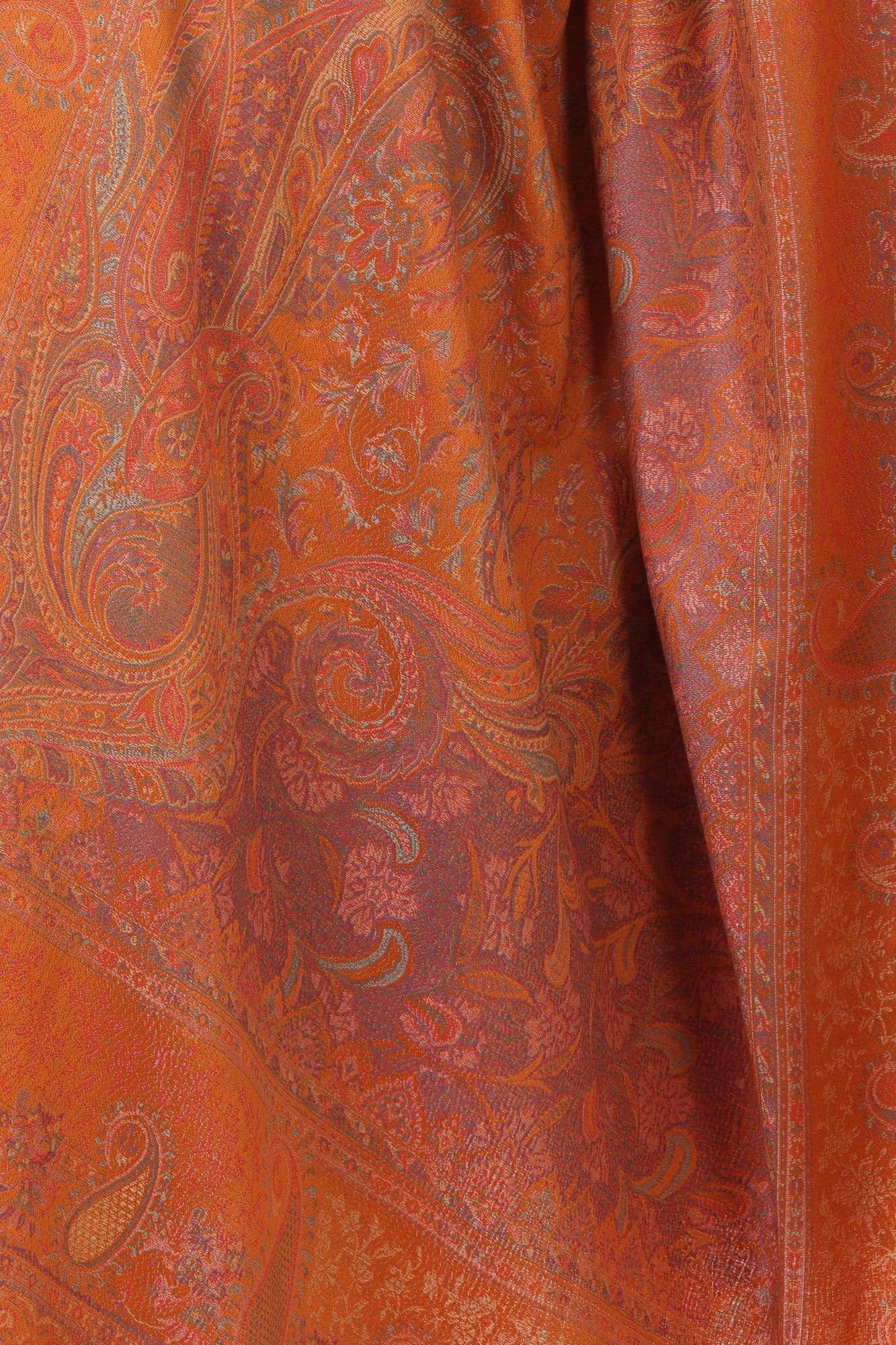 Pashtush India Shawl Pashtush Women's Kashmiri Jamawar Shawl, Bright Orange