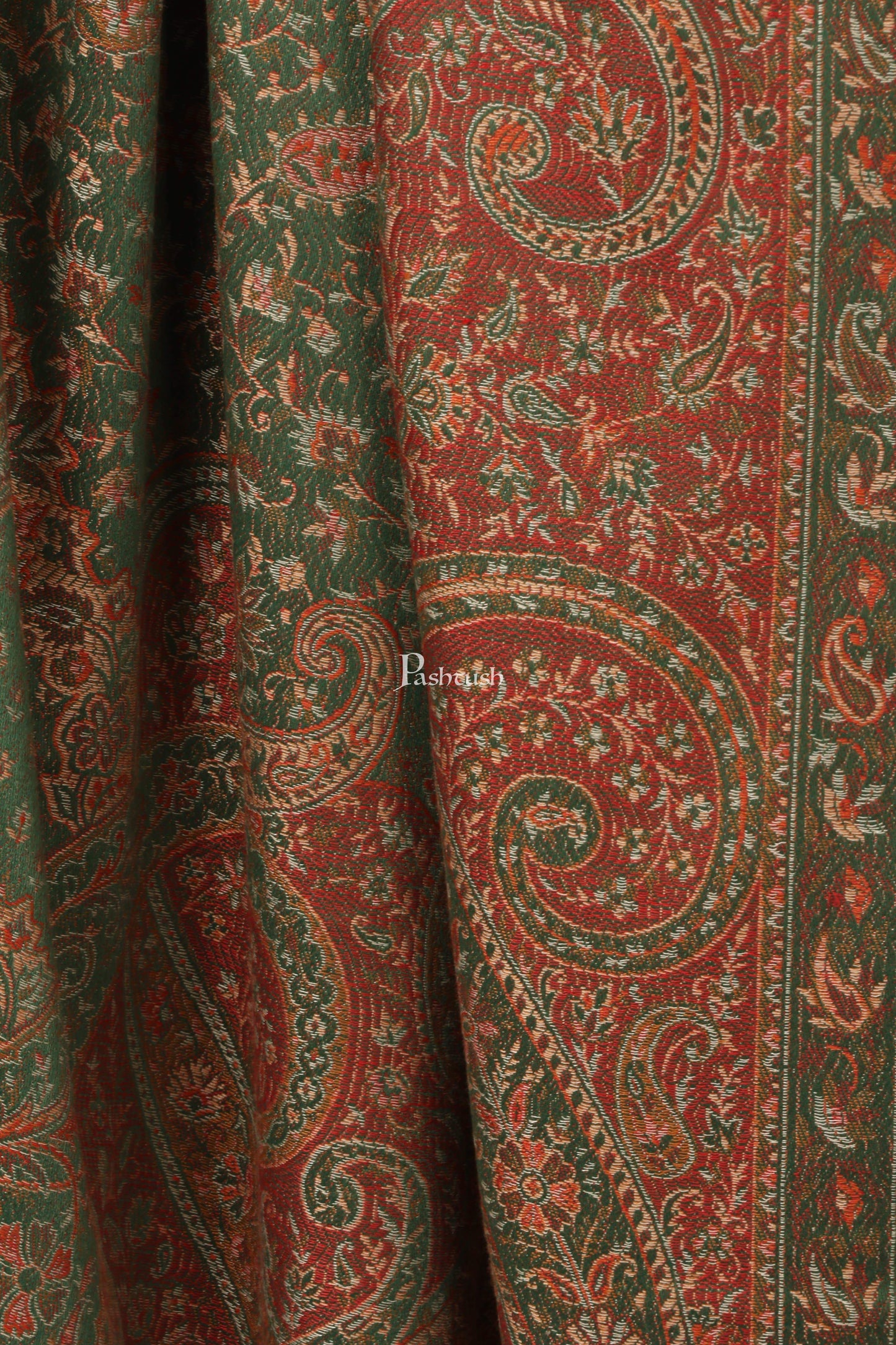 Pashtush India Shawl Pashtush Women's Kashmiri Jamawar Shawl, Emerald Green