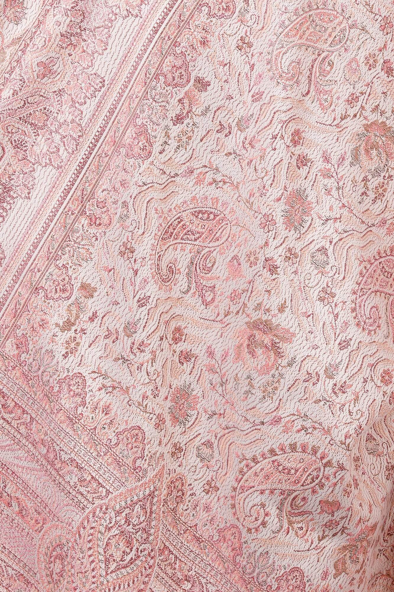 Pashtush India 100x200 Pashtush Women's Kashmiri Jamawar Shawl, Ivory andPink