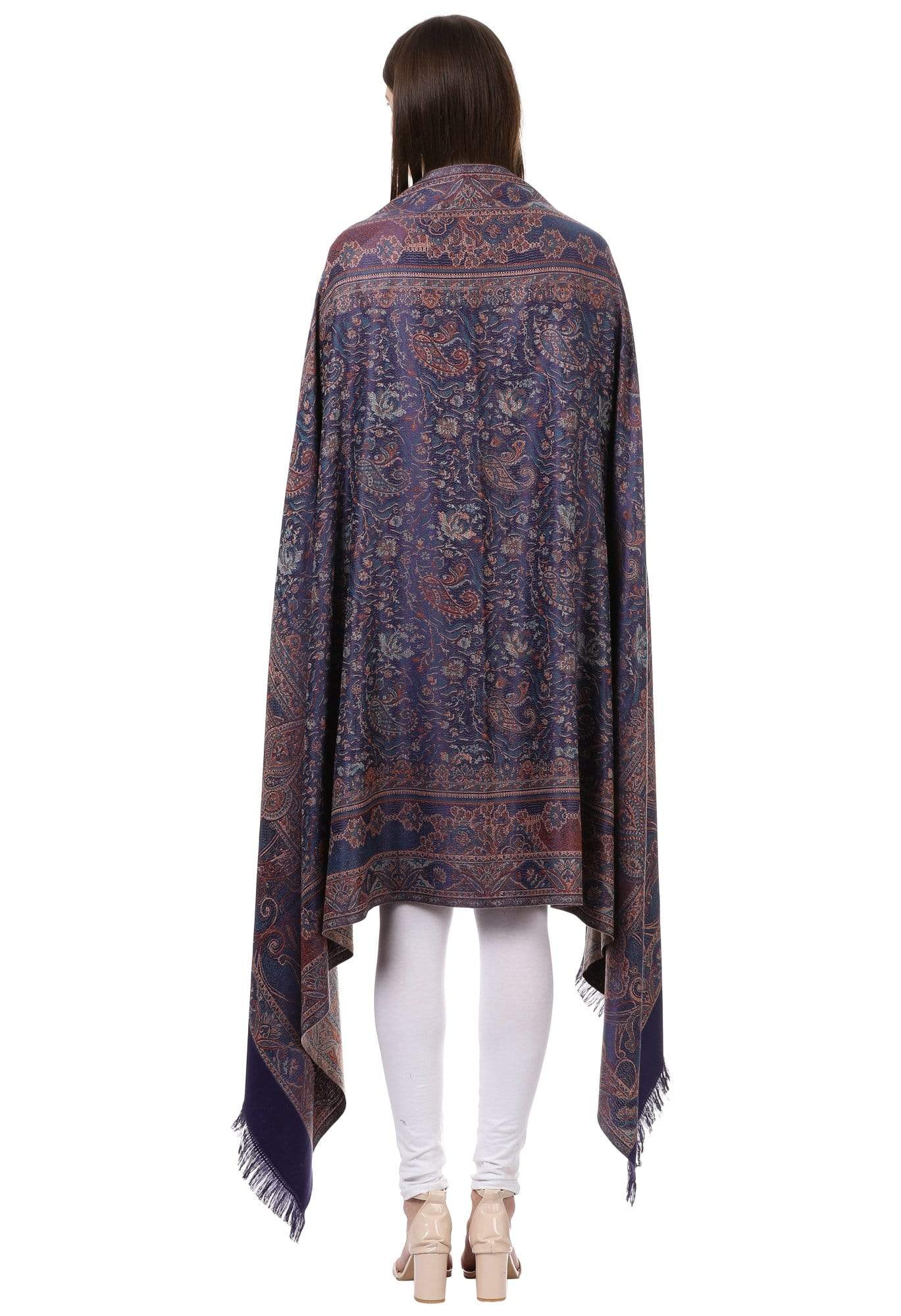 Pashtush India 100x200 Pashtush Women's Kashmiri Jamawar Shawl, Navy blue
