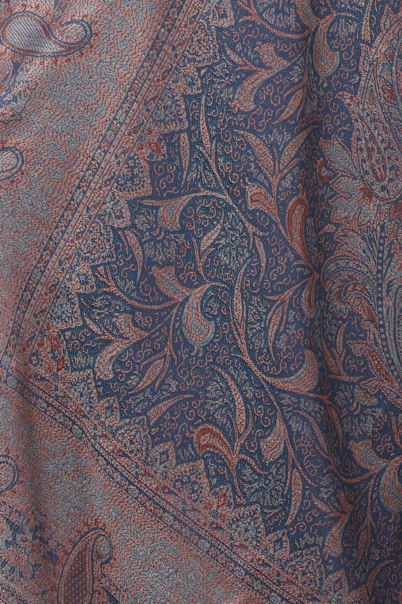 Pashtush India 100x200 Pashtush Women's Kashmiri Jamawar Shawl, Navy blue