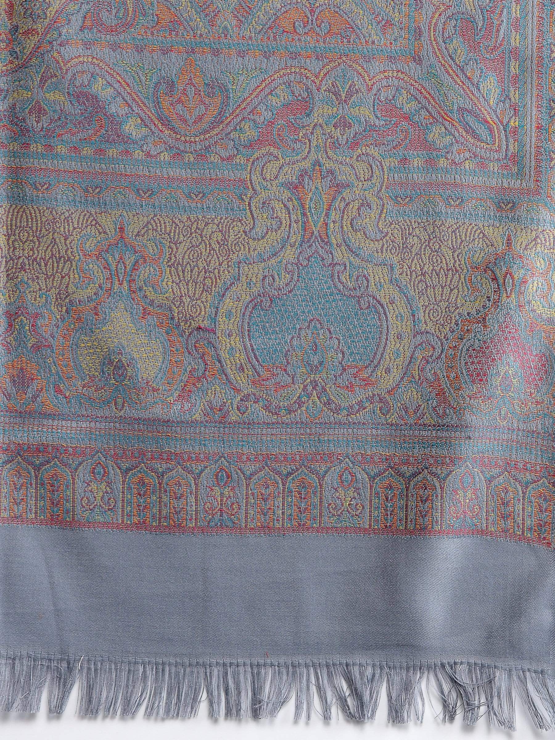 Pashtush India 100x200 Pashtush Women's Kashmiri Jamawar Shawl, Slate Grey