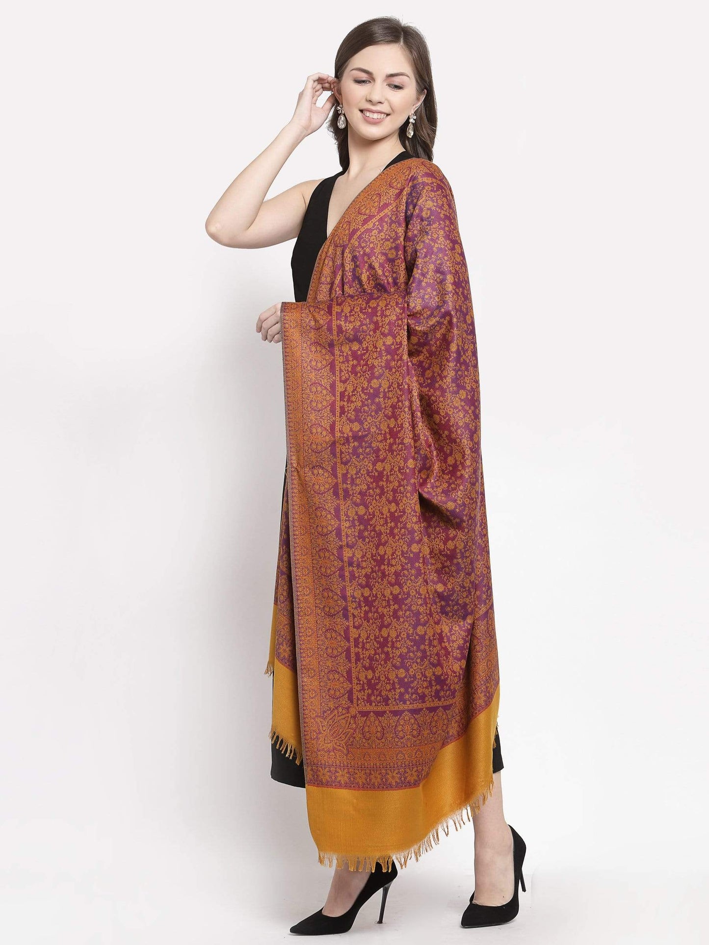 Pashtush India 100x200 Pashtush Women's Kashmiri Shawl, Faux Pashmina Design