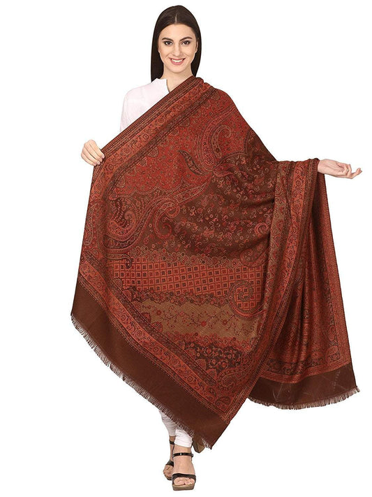 Pashtush India 100x200 Pashtush Women's Kashmiri Shawl, Faux Pashmina Design, Coffee