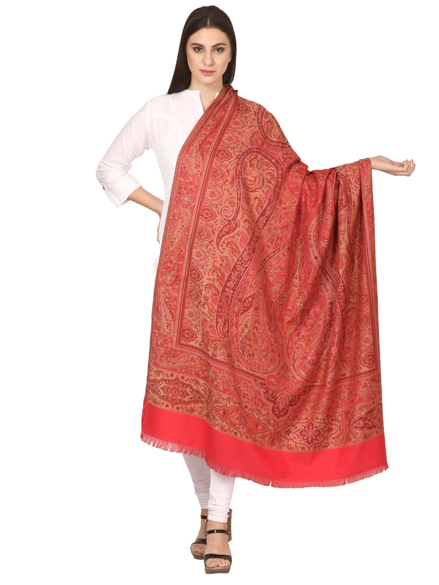 Pashtush India 100x200 Pashtush Women's Kashmiri Shawl, Faux Pashmina Design, Pink