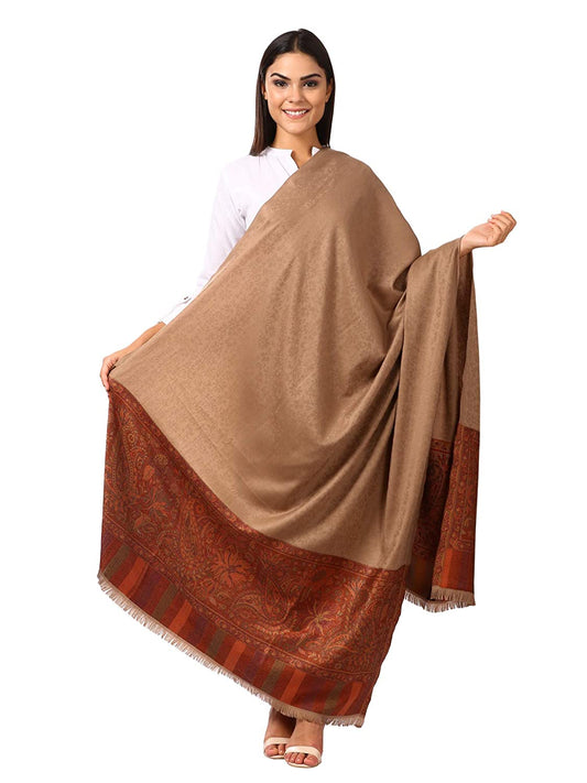 Pashtush Shawl Store Shawl Pashtush women's Kashmiri Shawl, Jacquard palla, Faux Pashmina Design (beige)