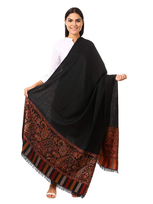 Pashtush Shawl Store Shawl Pashtush women's Kashmiri Shawl, Jacquard palla, Faux Pashmina Design (black)