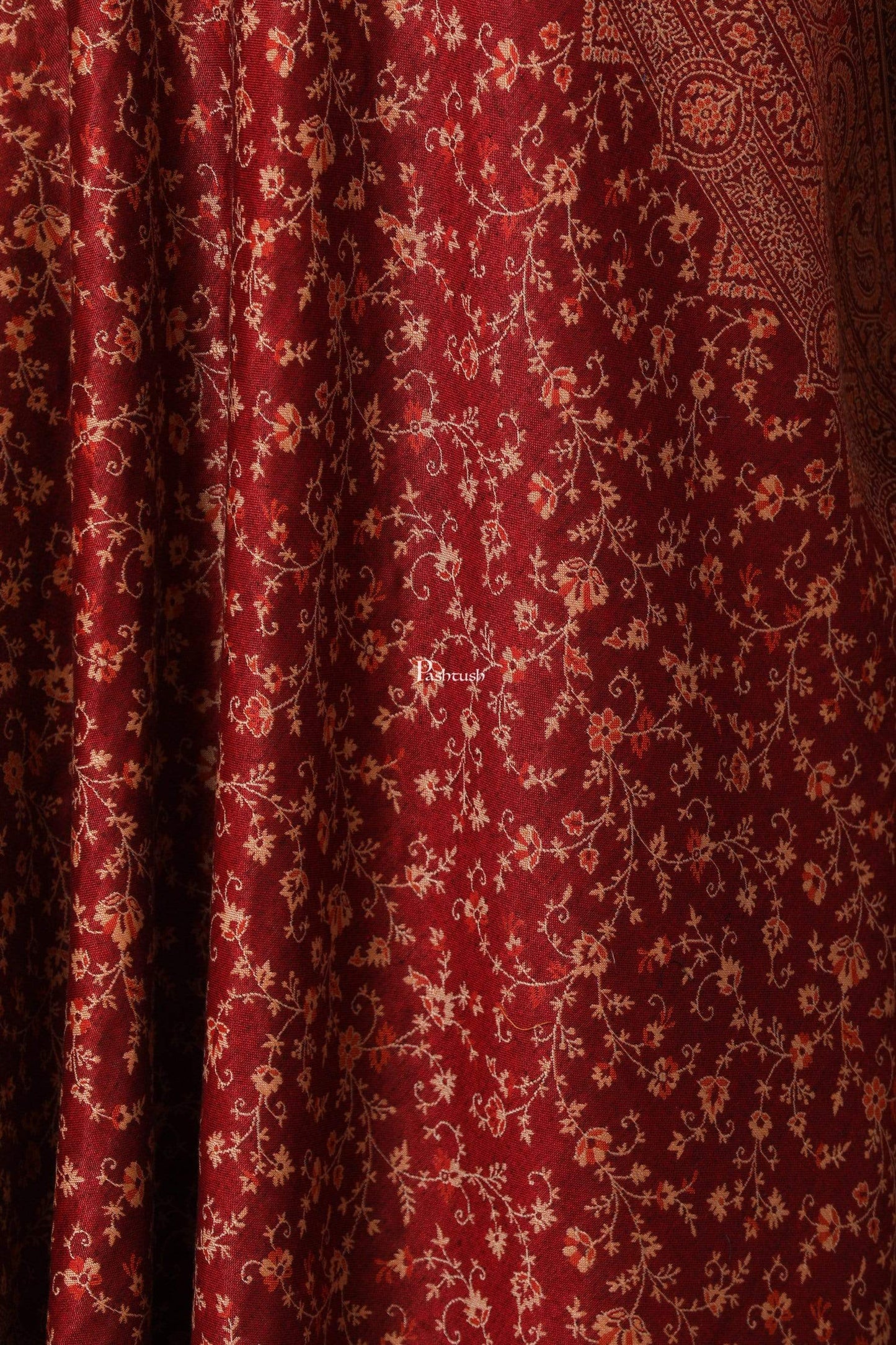 Pashtush India Shawl Pashtush Women's Kashmiri Shawl, Warm and soft, Faux Pashmina Design, Maroon