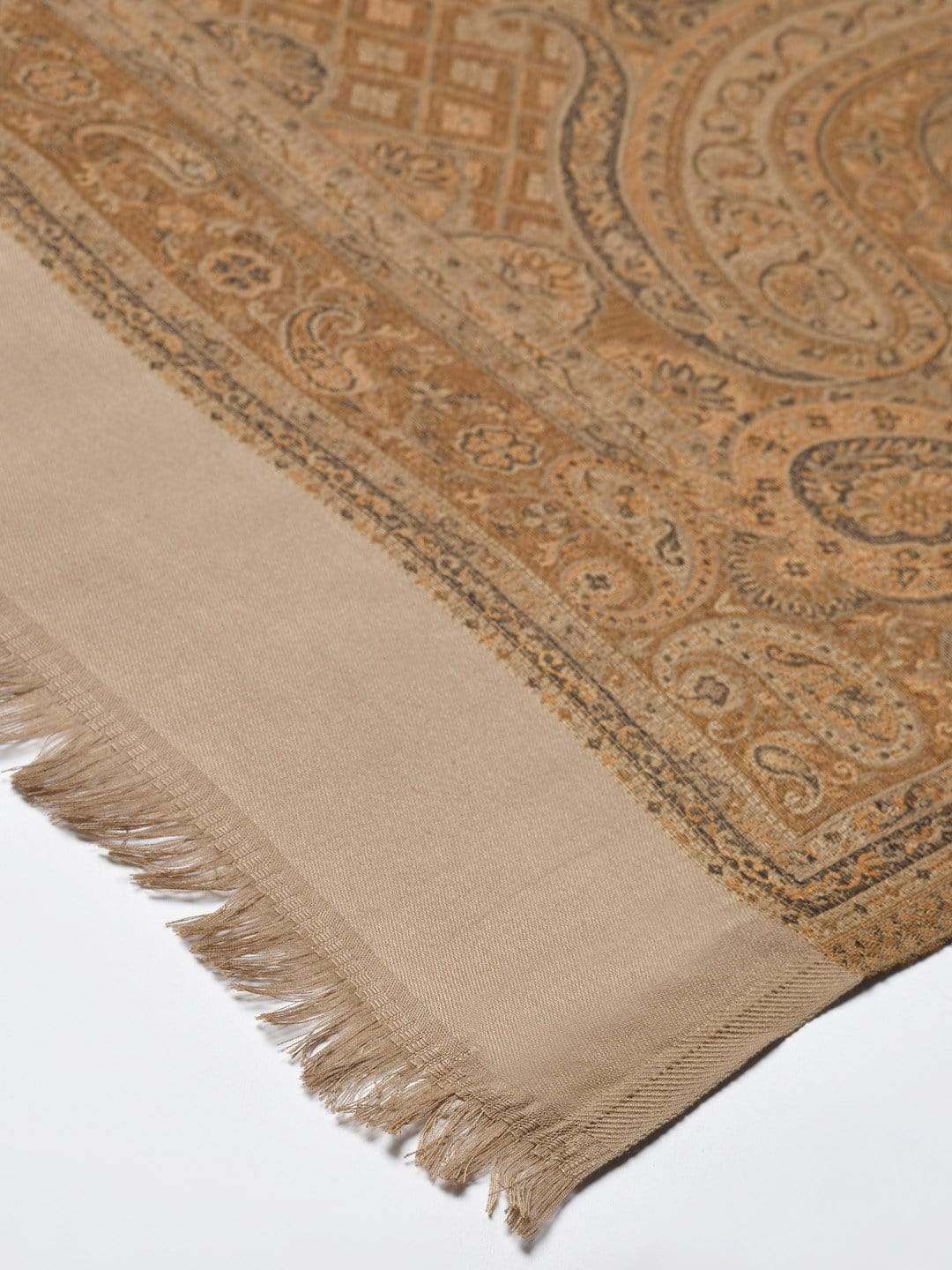 Pashtush India 100x200 Pashutsh Women Beige  Orange Paisley Woven Design Designer Shawl