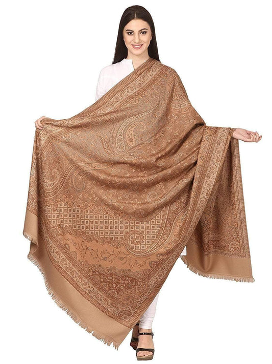 Pashtush India 100x200 Pashtush Women's Kashmiri Shawl, Warm and soft, Faux Pashmina Design, Taupe
