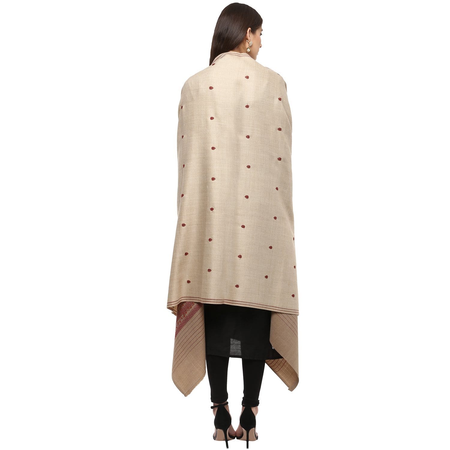 Pashtush India Shawl Pashtush Women's Kashmiri Woollen Hand Booty Shawl (Beige , Free Size)