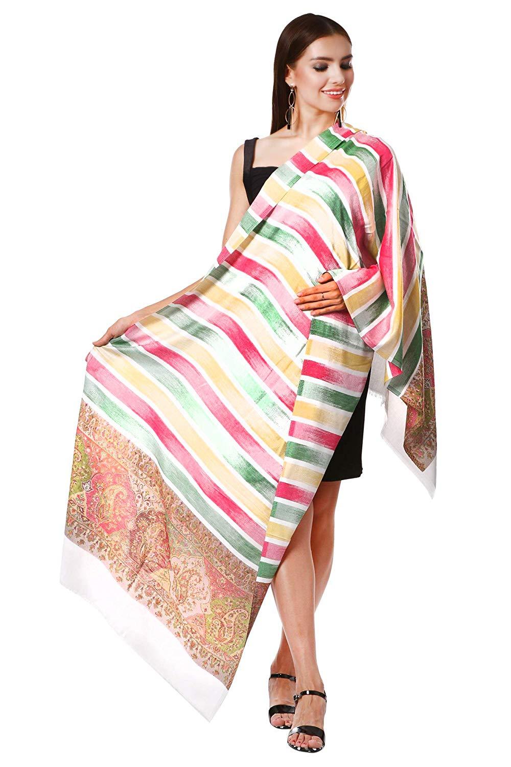 Pashtush Shawl Store Stole Pashtush Women's Kullu Design, Soft Bamboo Scarf, Casual Shawls, Stoles, Wraps, Aztec Collection (soft Bamboo)
