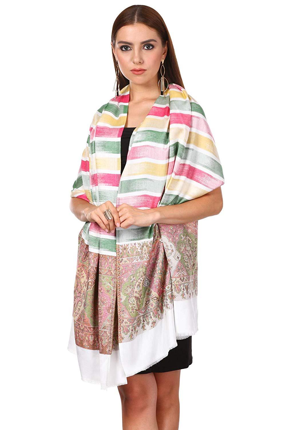 Pashtush Shawl Store Stole Pashtush Women's Kullu Design, Soft Bamboo Scarf, Casual Shawls, Stoles, Wraps, Aztec Collection (soft Bamboo)