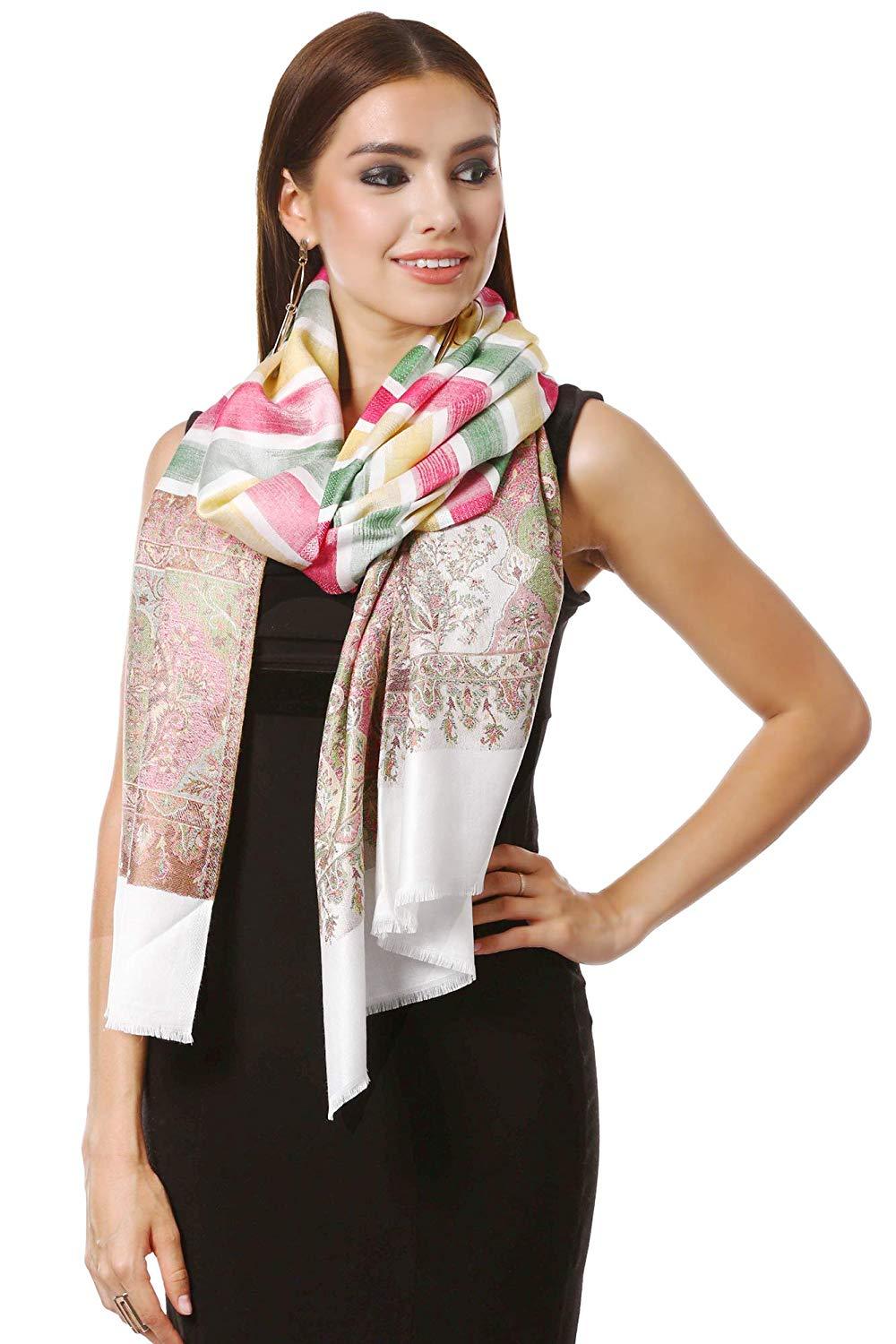 Pashtush Shawl Store Stole Pashtush Women's Kullu Design, Soft Bamboo Scarf, Casual Shawls, Stoles, Wraps, Aztec Collection (soft Bamboo)
