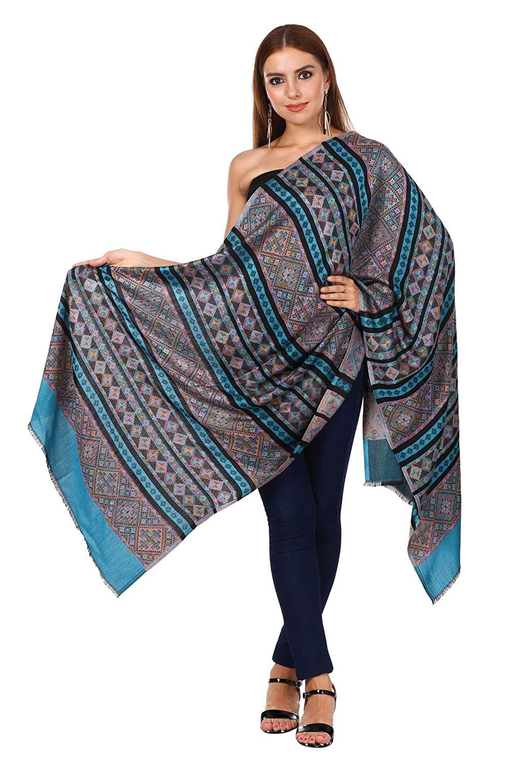 Pashtush Shawl Store Stole Pashtush Women's Kullu Design, Soft Bamboo Scarf, Casual Shawls, Stoles, Wraps, Aztec Collection (soft Bamboo)
