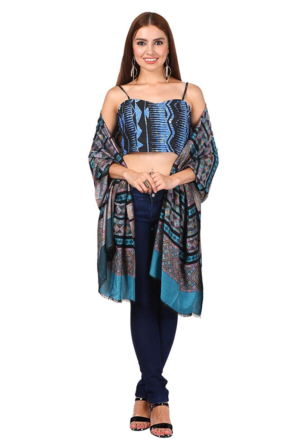Pashtush Shawl Store Stole Pashtush Women's Kullu Design, Soft Bamboo Scarf, Casual Shawls, Stoles, Wraps, Aztec Collection (soft Bamboo)