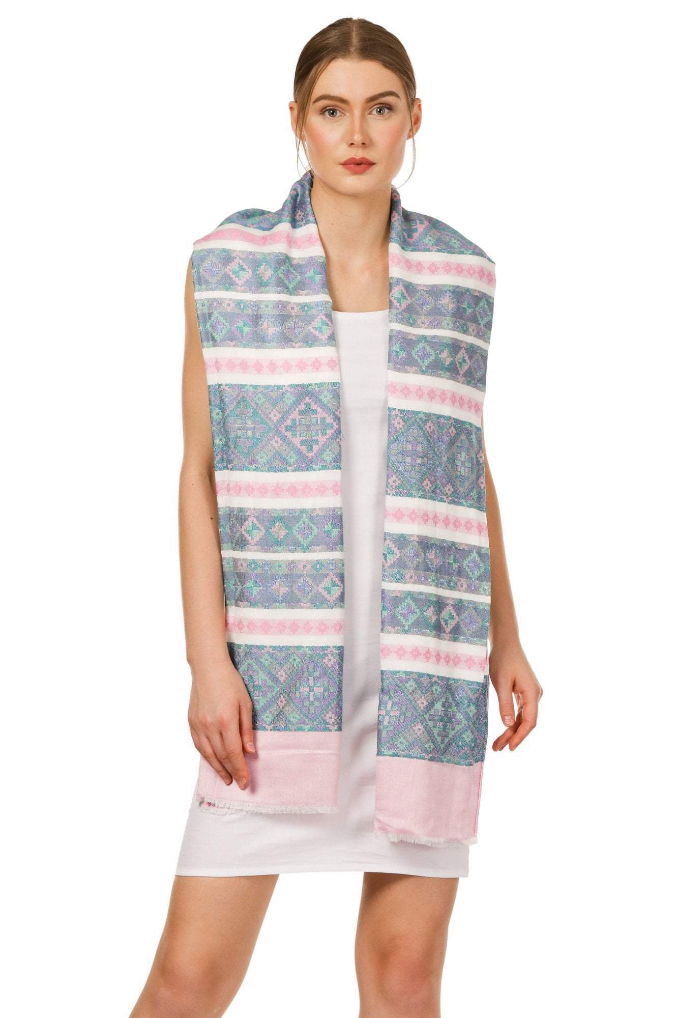 Pashtush Shawl Store Stole Pashtush Women's Multicoloured Bamboo Scarf, Aztec Collection