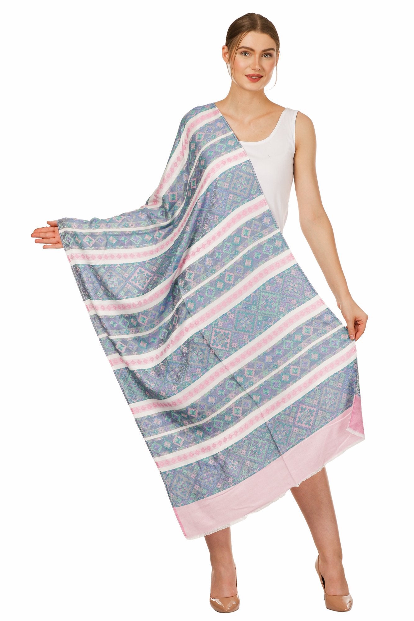 Pashtush Shawl Store Stole Pashtush Women's Multicoloured Bamboo Scarf, Aztec Collection