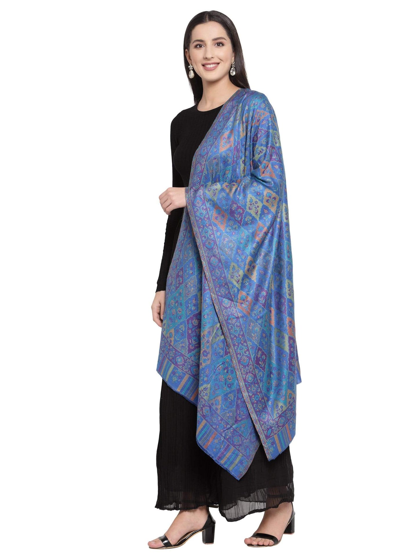 Pashtush India 70x200 Pashtush Women's Paisley Design, Soft Bamboo Scarf, Blue