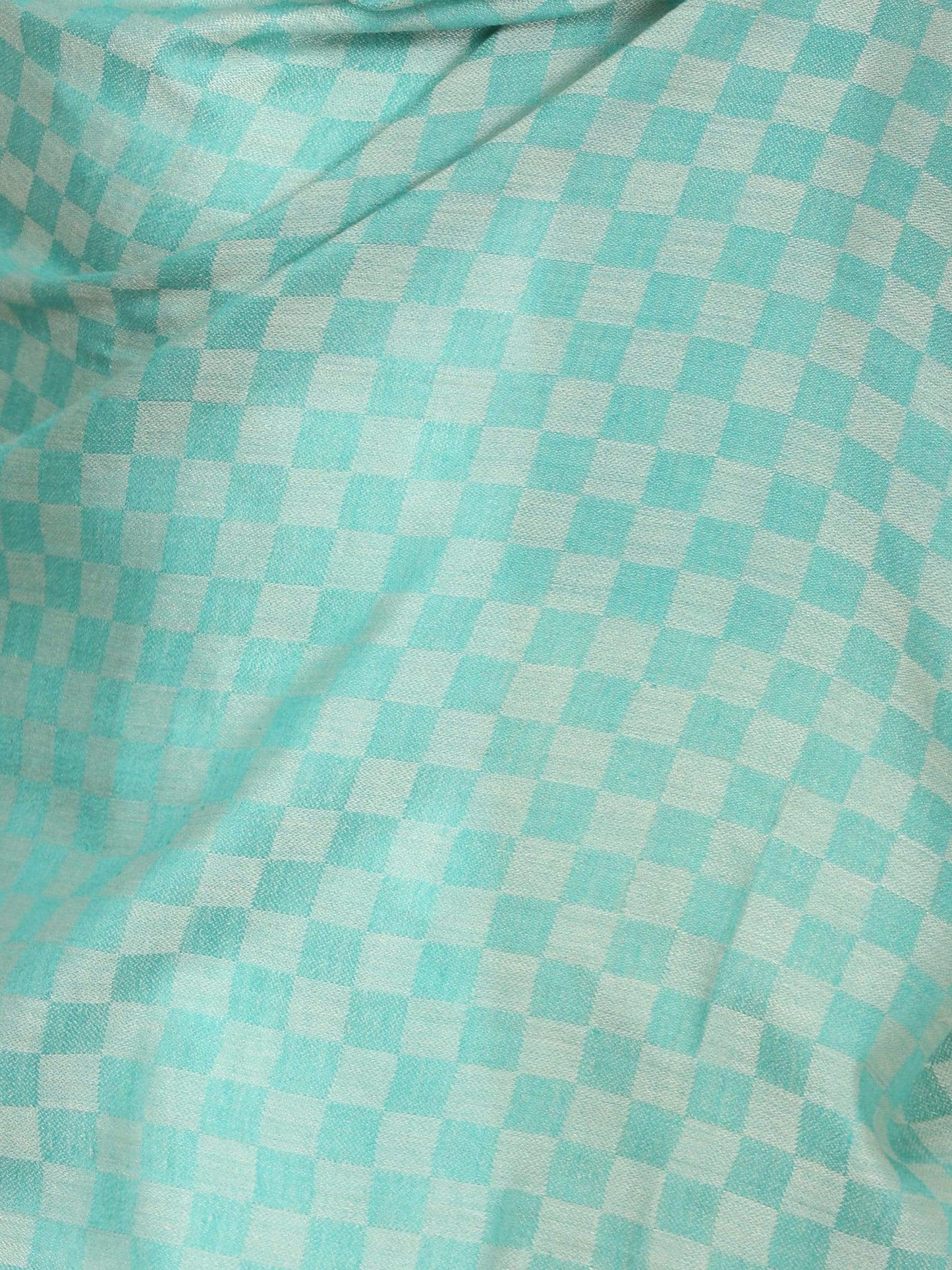 Pashtush Store Stole Pashtush Women’s pashmina handfeel extra fine checkered stole Sea Green