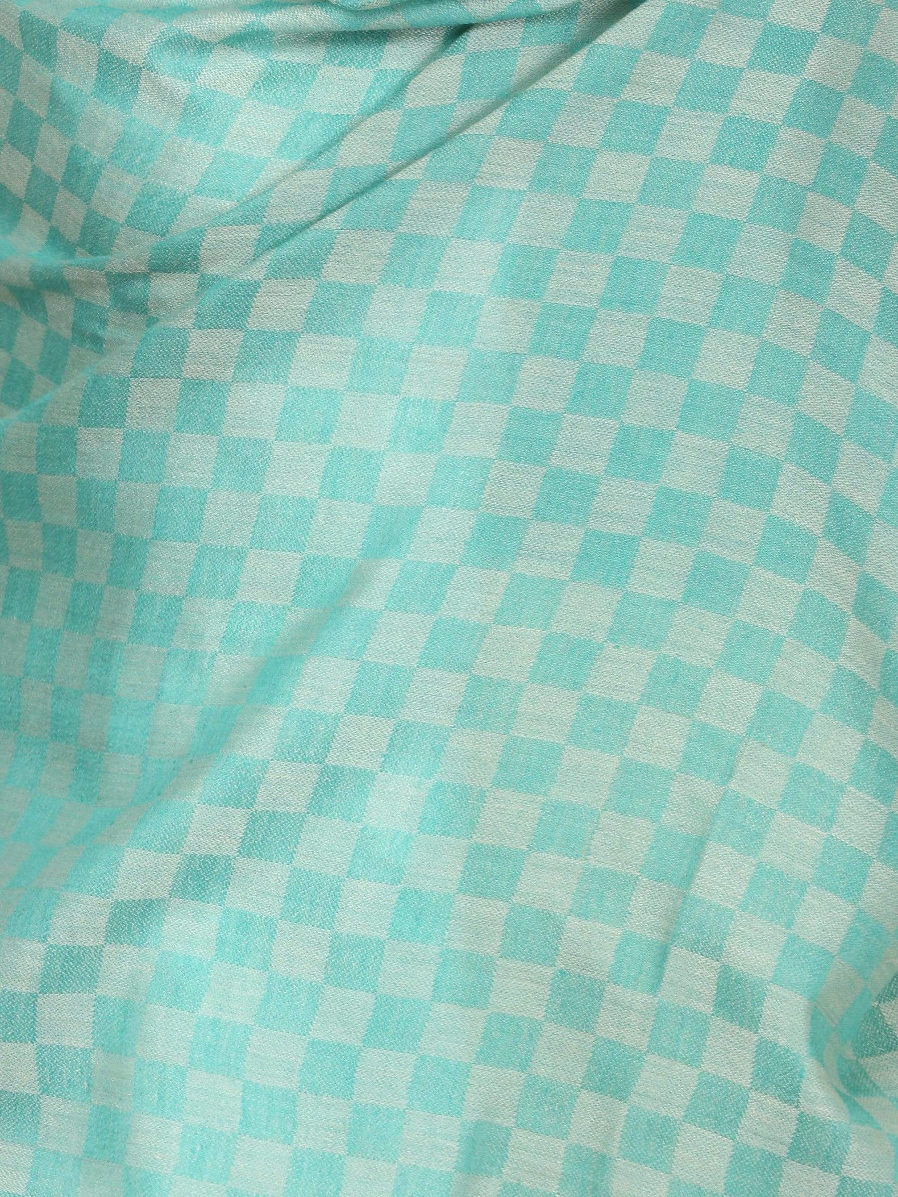 Pashtush Store Stole Pashtush Women’s pashmina handfeel extra fine checkered stole Sea Green