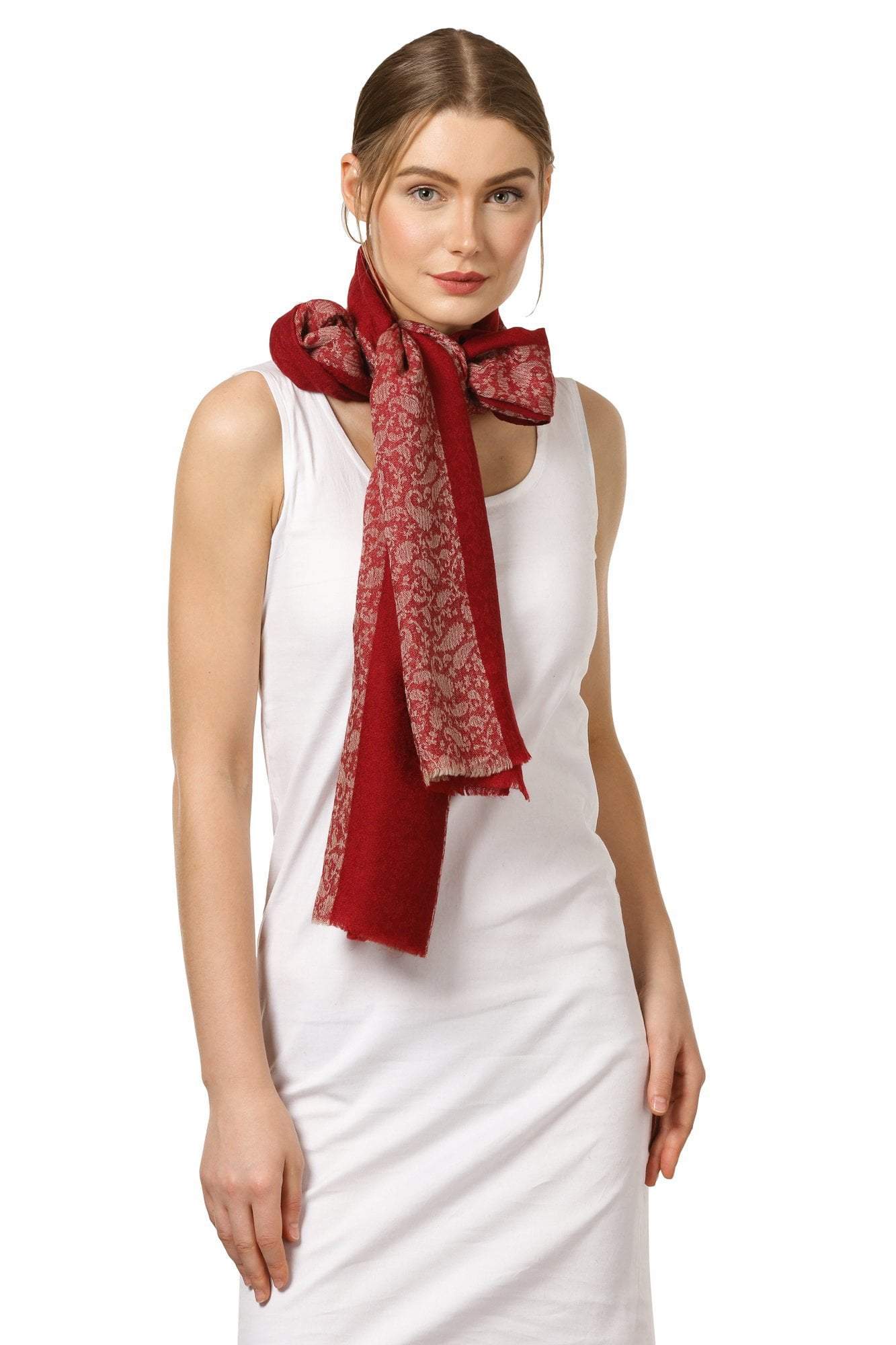 Pashtush Store Stole Pashtush Women's Reversible Blended Fine Wool Stole - Maroon