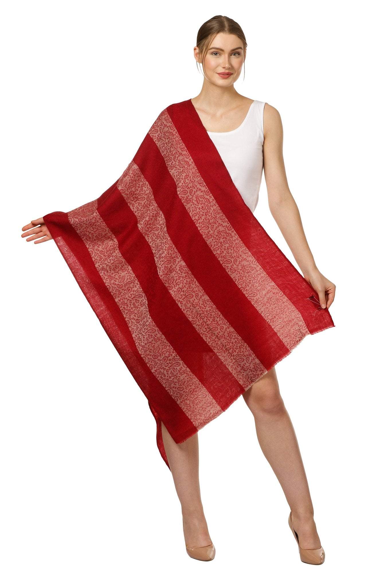 Pashtush Store Stole Pashtush Women's Reversible Blended Fine Wool Stole - Maroon
