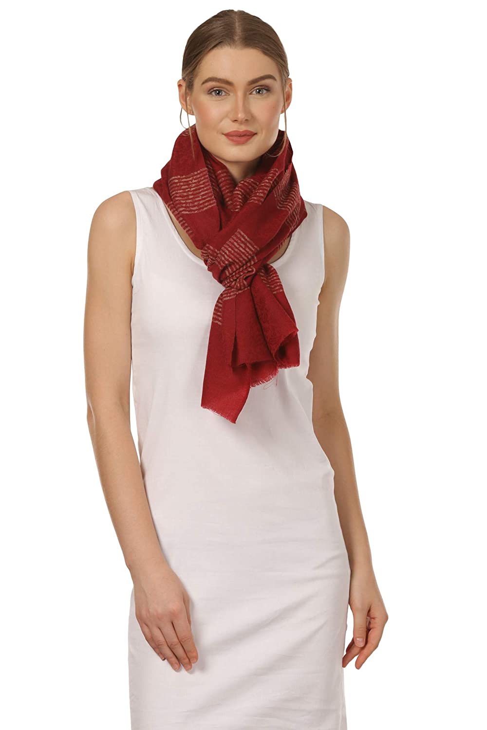 Pashtush Store Stole Pashtush Women's Reversible Blended Fine Wool Stole - Scarlet Red