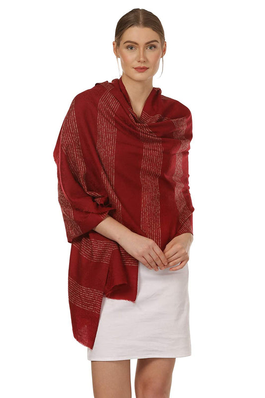 Pashtush Store Stole Pashtush Women's Reversible Blended Fine Wool Stole - Scarlet Red