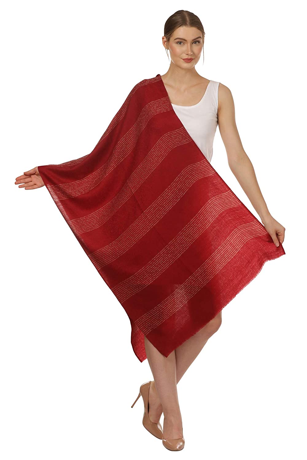 Pashtush Store Stole Pashtush Women's Reversible Blended Fine Wool Stole - Scarlet Red
