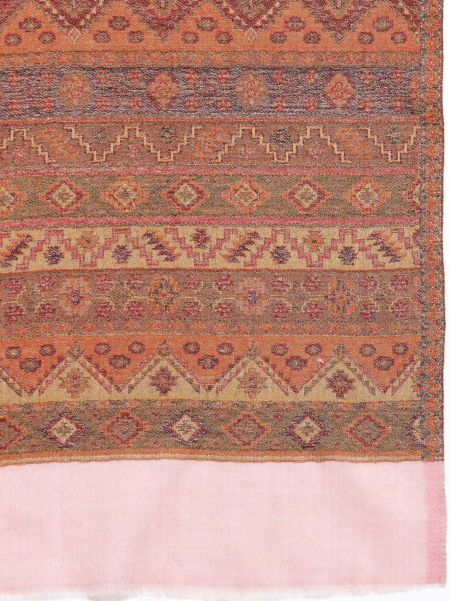 Pashtush India 70x200 Pashtush Women's Reversible Stole, Aztec Weave Scarf, Fine Wool