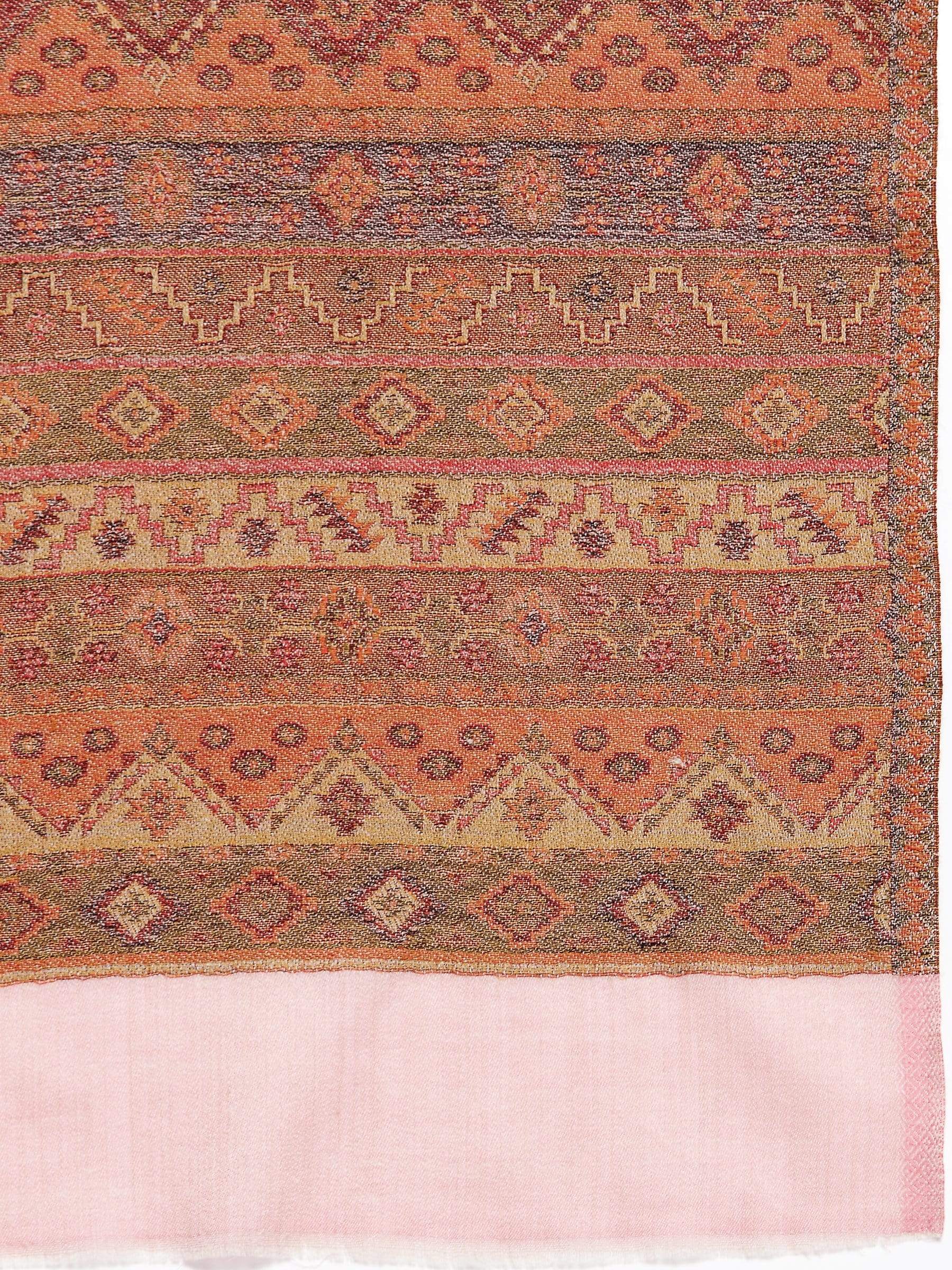Pashtush India 70x200 Pashtush Women's Reversible Stole, Aztec Weave Scarf, Fine Wool