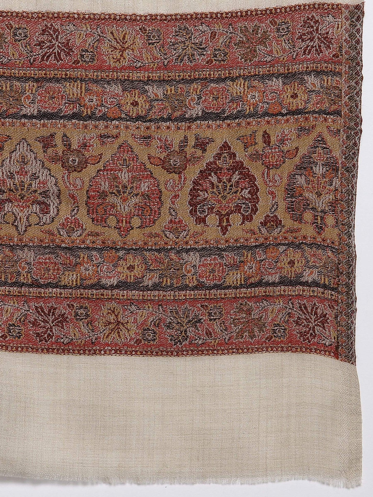 Pashtush India 70x200 Pashtush Women's Reversible Stole, Chanting Paisley Weave Scarf, Beige