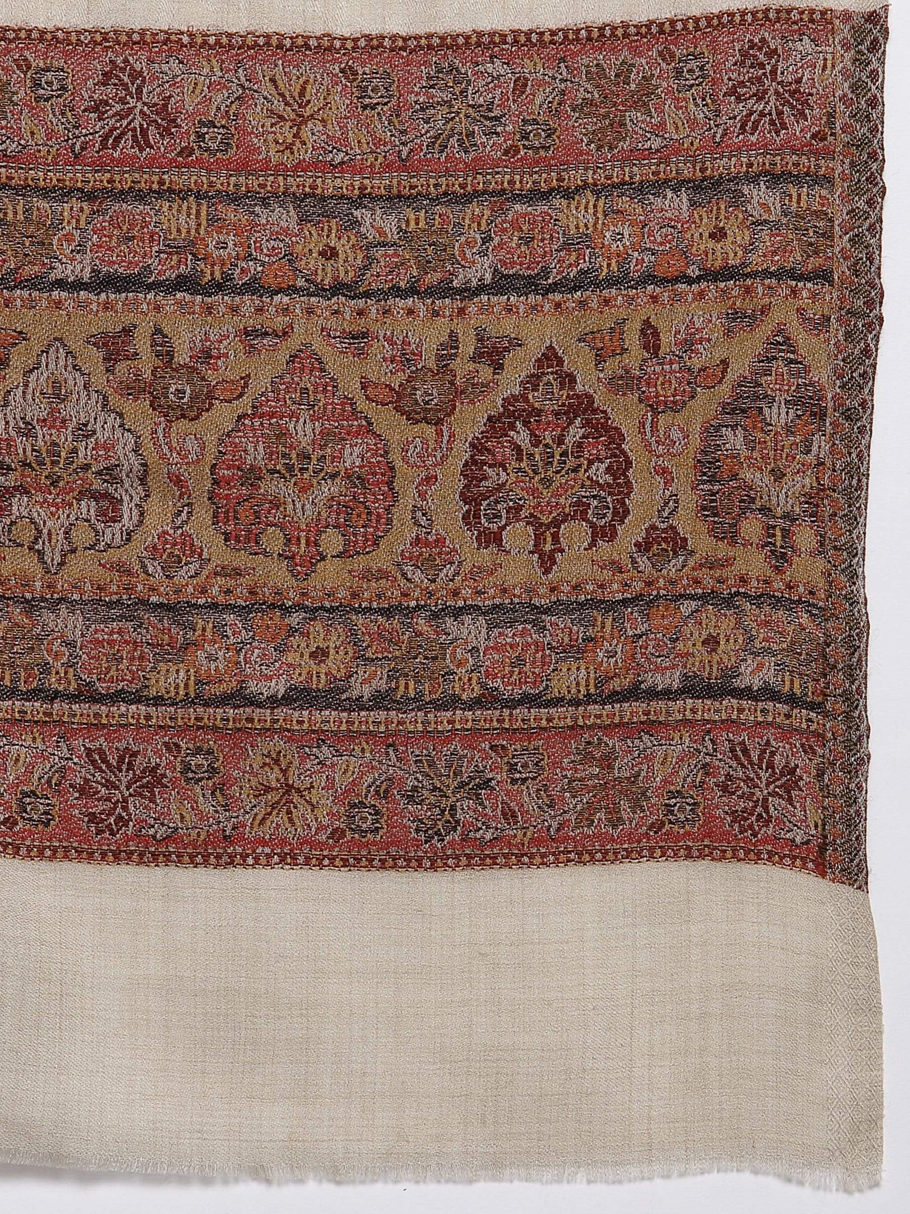 Pashtush India 70x200 Pashtush Women's Reversible Stole, Chanting Paisley Weave Scarf, Beige