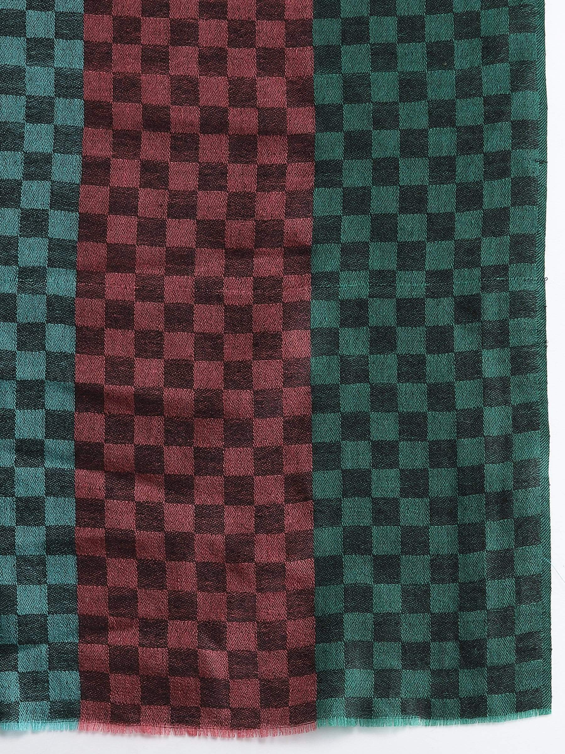 Pashtush India 70x200 Pashtush Women's Reversible Stole, checkered design Multi coloured