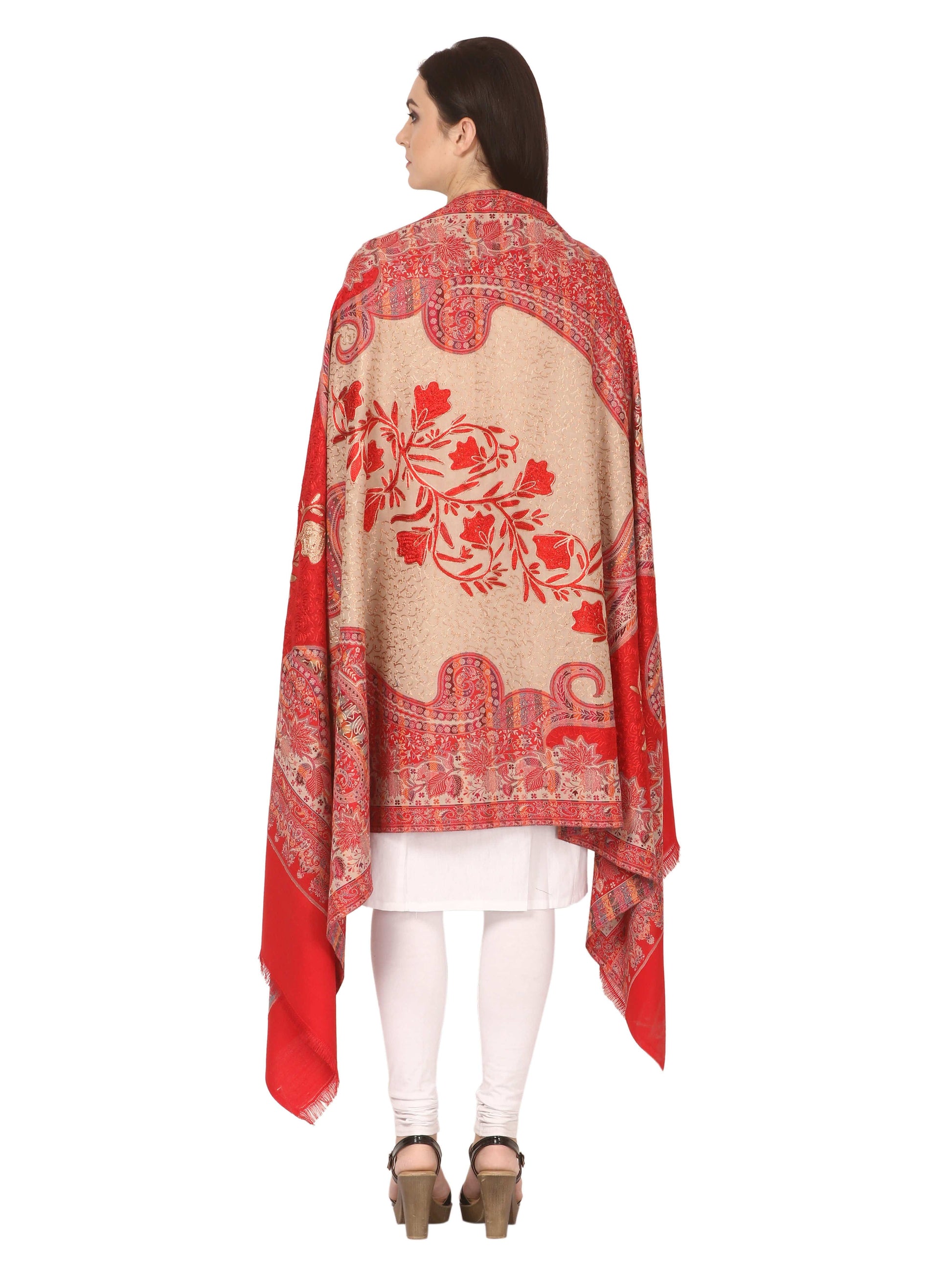 Pashtush Store Shawl Pashtush Women's Shawl, Kashmiri Aari Embroidery, Jacquard palla, Pashmina Design with Aari Needlework